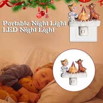 Рождественский костер мерцающий ночник светодиодный рождественский Санта-Клаус снеговик лось гном пламя лампа Главная A