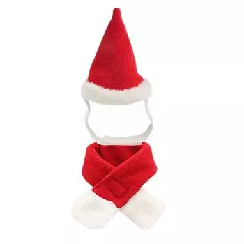 Рождественский костюм для питомца, комплект одежды, мягкая теплая регулируемая шапка с шарфом для кошек и собак для рождественской вечеринки C Christmas Hat and Scarf S