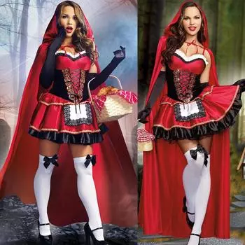 Рождественский костюм Красной Шапочки, роскошное вышитое сексуальное платье, карнавальное платье, костюм для косплея на Хэллоуин, рождественский девичник, карнавальное платье m