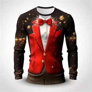 Рождественский костюм с рисунком снежинки, футболка с 3D-принтом для мужчин и женщин, футболки с длинным рукавом и круглым вырезом, свободные футболки Harajuku, верхняя детская одежда S