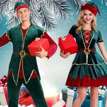 Рождественский костюм Санта-Клауса для косплея с шапкой, юбкой, брюками, поясом, сценическим шоу Women XL