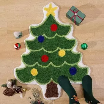Рождественский ковер Рождественская елка Санта-Клаус Форма снеговика Быстро впитывающая воду противоскользящая подложка Новогодний праздничный декор для кухни отеля Спальня Коврик 40*60cm