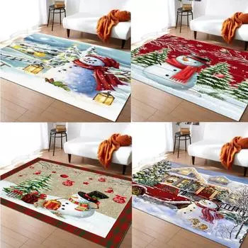 Рождественский ковер со снеговиком, коврик для входной двери, моющийся коврик для ванной, нескользящий коврик для рождественской вечеринки в гостиной 40X60cm-16x24in