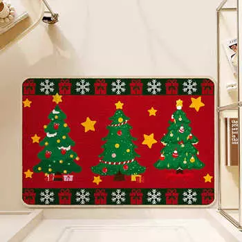 Рождественский ковер в клетку со снежинками и гномами Буффало, нескользящий коврик для двери в гостиную, спальню, кухню, балкон, коридор, напольный коврик 40x60cm 16x24inch
