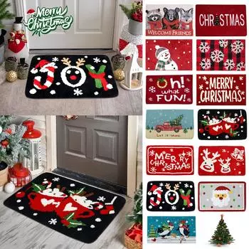 Рождественский коврик для двери из искусственного кашемира, нескользящий коврик для ванной в канун Рождества One Size