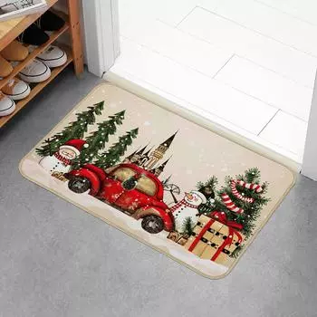Рождественский коврик для двери - противообрастающий и впитывающий, с рисунком Санта-Клауса и снеговика, подходит для гостиных, спален, кухонь. 400MMx600MM