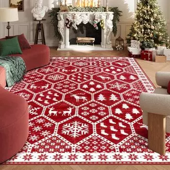 Рождественский коврик для гостиной, нескользящие моющиеся ковры, красные рождественские коврики для прихожей, декор для дома, геометрический коврик для домашнего офиса 40X60cm-16x24in