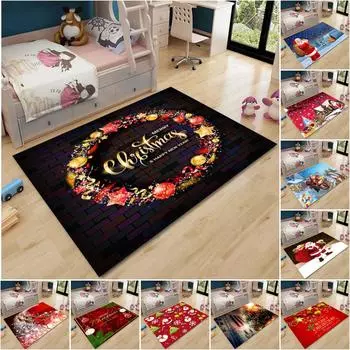 Рождественский коврик, фланелевый ковер, коврик для двери, орнамент Санта-Клауса, рождественское украшение для дома, подарок на Новый год, ковер для спальни 60cm x 90cm