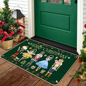 Рождественский коврик «Щелкунчик», нескользящий коврик для приветствия, рождественский солдат, кухонный балкон, внутренний уличный ковер, домашний декор 40X60CM