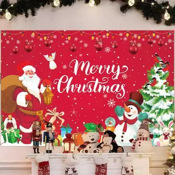 Рождественский красный фон рождественские украшения для дома 2024 рождественские полиэстеровые фоновые украшения Navidad Natal новогодние подарки 2025