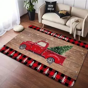 Рождественский красный коврик для грузовика для спальни, противоскользящие ковры для гостиной, коврик для пола в ванной, рождественский ковер для домашнего декора 40X60cm-16x24in
