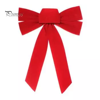 Рождественский красный тканевый бант, большой многоразовый DIY, рождественская елка, подарочная коробка, украшение венок, праздничный бант, товары для вечеринок S