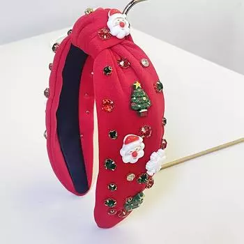 Рождественский красный зеленый белый снежное дерево большая бабочка повязка на голову ободок взрослые аксессуары для волос украшения для волос