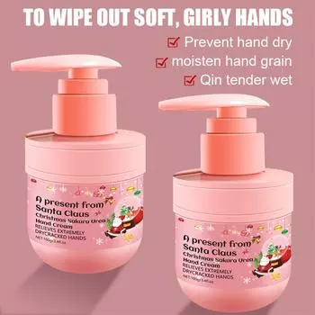 Рождественский крем для рук. Длительное увлажнение. Антивозрастной. Увлажнение. Отбеливание. Освежающий. Зимний. Конечно. розовый