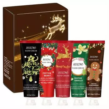 Рождественский крем для рук, увлажняющий и питательный, для осени и зимы, против трещин, набор в маленьком тюбике 5pcs