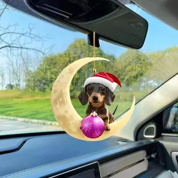 Рождественский кулон для автомобиля, украшение 2D, акриловая мультяшная собака, кошка, внутреннее зеркало заднего вида, украшение, креативное рождество A