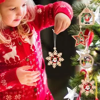 Рождественский кулон Дверь Висит Рождественская елка Украшение Кулон Деревянный кулон