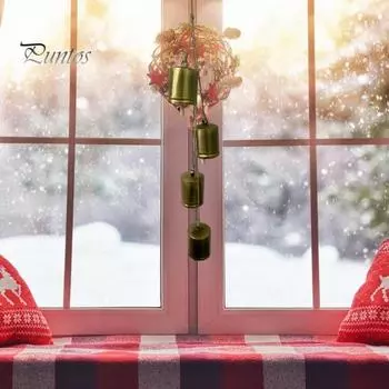 Рождественский кулон-колокольчик 4 колокольчика на пеньковой веревке винтажные декоративные колокольчики ручной работы для рождественского венка в виде коровы розового золота