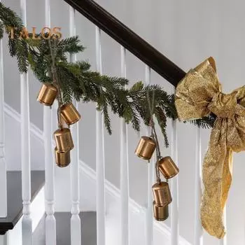 Рождественский кулон-колокольчик 4 колокольчика на пеньковой веревке винтажные декоративные колокольчики ручной работы для рождественского венка в виде коровы розового золота