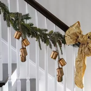 Рождественский кулон-колокольчик 4 колокольчика на пеньковой веревке Винтажные декоративные колокольчики ручной работы для розового золота