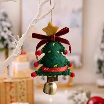 Рождественский кулон-колокольчик, фланелевая праздничная подвесная подвеска с колокольчиком, домашний декор, рождественская подвеска B