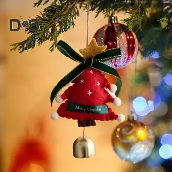 Рождественский кулон-колокольчик, фланелевая праздничная подвесная елка с колокольчиком, домашний декор, рождественская подвеска для каминной полки A