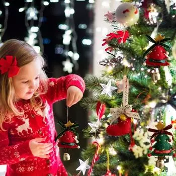 Рождественский кулон-колокольчик, фланелевая праздничная подвесная елка с колокольчиком, домашний декор, рождественская подвеска для каминной полки A