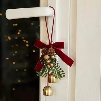 Рождественский кулон Маленький колокольчик Бархатный бант Сцена Украшения Принадлежности Маленькие подвески as the picture