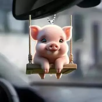 Рождественский кулон, милое мультяшное подвесное украшение со шнурком, легкое вешание, украшение для зеркала заднего вида, подвеска в виде животного-свинки Pig