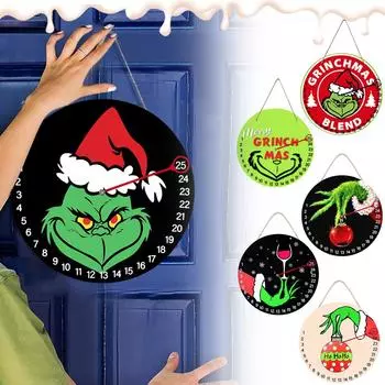 Рождественский кулон обратного отсчета Деревянный знак Подвесной знак Рождественская дверь Украшение сада One Size