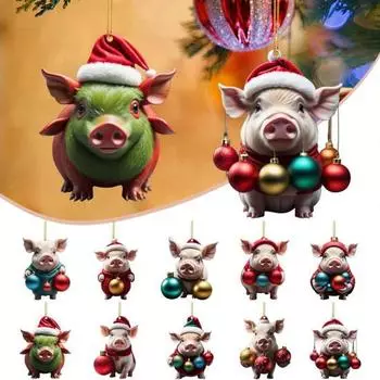 Рождественский кулон очаровательный мультяшный поросенок в форме рождественской елки подвесное украшение для дома праздничные украшения H