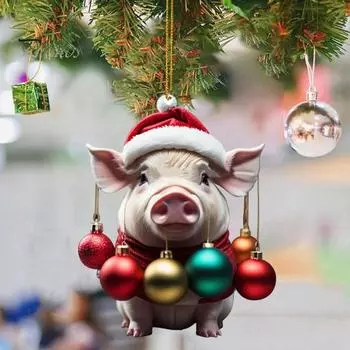 Рождественский кулон очаровательный мультяшный поросенок в форме рождественской елки подвесное украшение для дома праздничные украшения