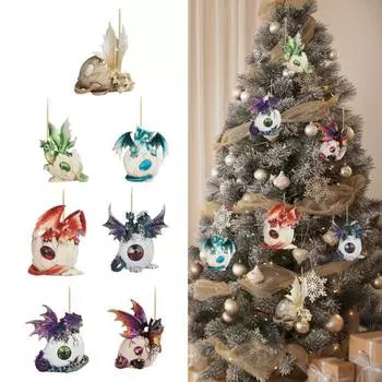 Рождественский кулон, праздничная рождественская елка, подвеска, акриловый дракон, детское яйцо, подвесное украшение для вечерние украшения G