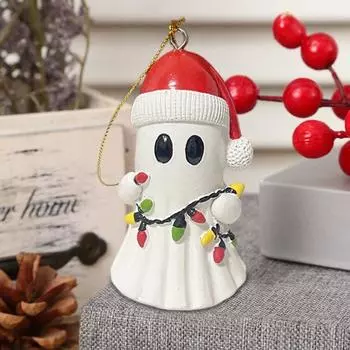 Рождественский кулон-призрак из смолы, 3D-призрак, подвесное украшение, мини-фигурка в виде шапки Санты, привидение