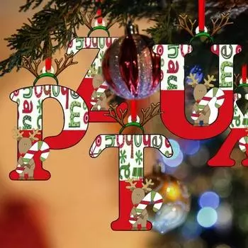 Рождественский кулон с английскими буквами, яркий цвет с подвесной веревкой, акриловый кулон «сделай сам», рождественский 2024, новогодний орнамент, украшение T