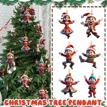 Рождественский кулон с персонажами, акриловый, плоский, для украшения интерьера автомобиля, праздничные украшения для вечеринок One Size