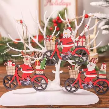 Рождественский кулон Снеговик Деревянный орнамент Санта-Клаус в форме лося Висит для рождественской елки Праздничный дом Elk