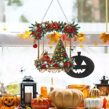 Рождественский кулон со стразами, подвесной Санта-Снеговик, украшение на елку, сделай сам, двухсторонний страз C