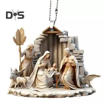 Рождественский кулон, украшение, Иисус, семейная молитва, кулон, яркий цветной религиозный символ, кулон для дома, автомобиля C