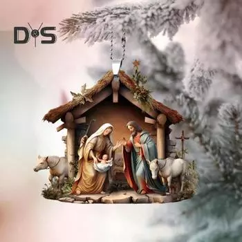 Рождественский кулон, украшение, Иисус, семейная молитва, кулон, яркий цветной религиозный символ, кулон для дома, автомобиля D