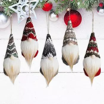 Рождественский кулон-украшение в виде безликого Клауса, праздничная вязаная кукла, маленький кулон, кулон в виде рождественского гнома