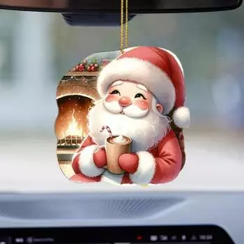 Рождественский кулон в форме Санты, украшение на рождественскую елку, акриловый орнамент для деревьев, дверей, окон, дома, автомобиля, украшения, кулон