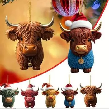 Рождественский кулон в мультяшном стиле, акриловый подвесной аксессуар со шнурком, долговечное использование, милое украшение