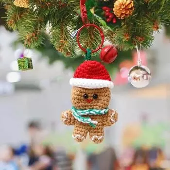 Рождественский кулон в виде мультяшного пряничного человечка, кукла из шерстяной пряжи, ручная работа, удобная игрушка, плетеная рождественская подвеска ручной работы D
