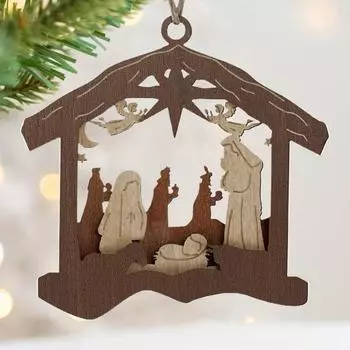 Рождественский кулон в виде Рождества, изысканное мастерство, вертеп, подвесное украшение для рождественской елки, украшение для дома