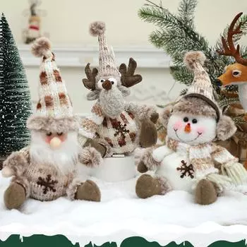 Рождественский кулон в виде снеговика, рождественская вязаная фигурка лося, кукла, витрина, украшение для рождественской елки One Size