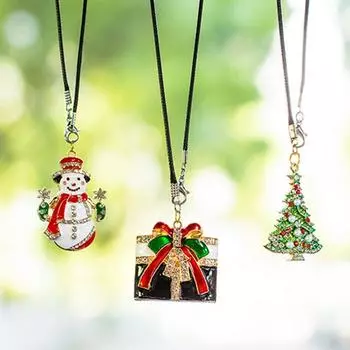 Рождественский кулон в виде зеркала заднего вида. Металлический мультяшный кулон, украшение для школьного ранца, аксессуары для салона автомобиля для праздничного украшения.