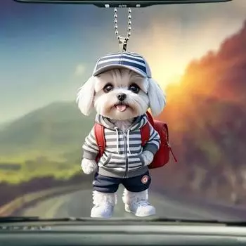 Рождественский кулон в виде зеркала заднего вида, подвесное украшение со шнурком, легко подвешивается, устойчив к выцветанию, подвеска в виде собаки, украшение на рождественскую елку G