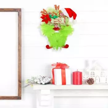 Рождественский кулон Яркий цвет создает атмосферу с подвесной веревкой Праздничный плюшевый венок из мешковины Домашнее рождественское украшение зелёный