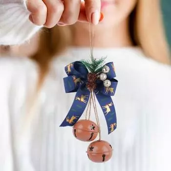 Рождественский кулон, железный колокольчик, бант, искусственная ягода, сосновая шишка, украшение в деревенском стиле красный